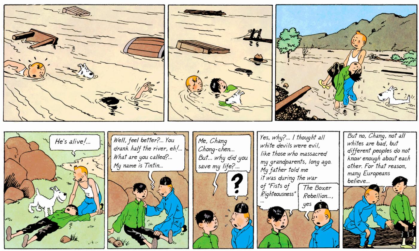 Tchang et Tintin dans le Lotus Bleu